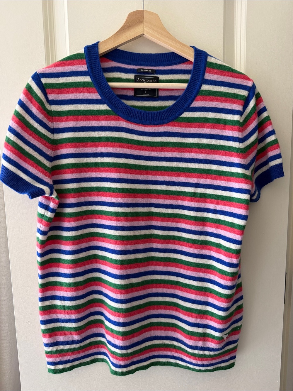 Abercrombie Multicolor Striped Short Sleeve Cashmere Sweater